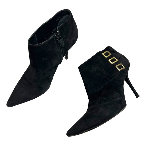 Roger Vivier - Women’s Suede Pointed Toe Bootie - Black, Size 36.5 IT, 6.5 US - Picture 2 of 16